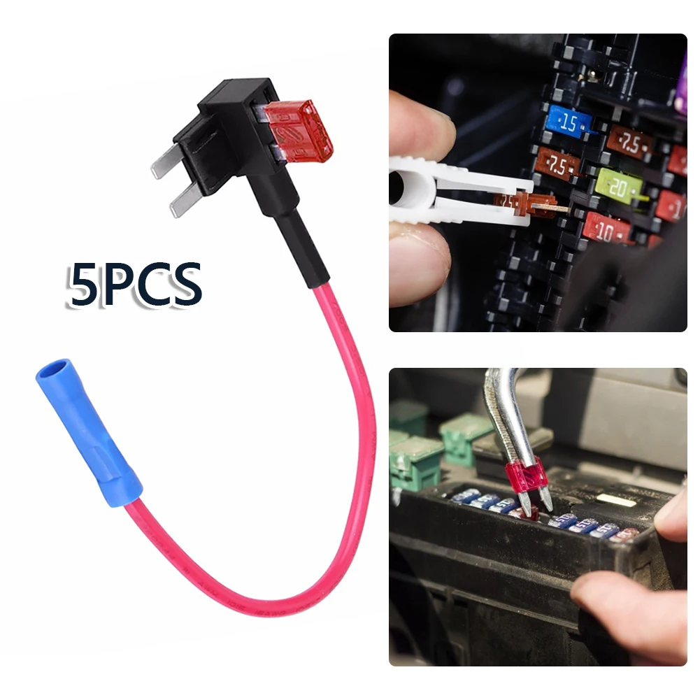 10PCS Mini Blade Fuse Holder Add-A-Circuit Fuse TAP Adapter w/ 5 Car Blade Fuses
