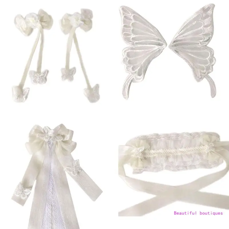 Bridal Wedding Headband Bowknot Hairpin Lovely Headband with Ruffle DropShip girls shoes lovely bowknot fashion female children s shoes 2023 autumn new pearl pure color buckle shoes single shoes with pearl