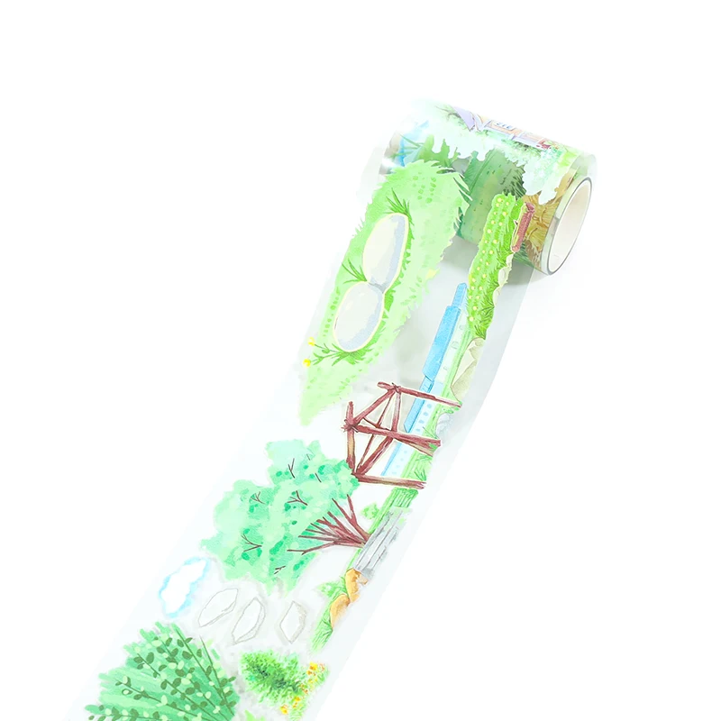 70mm*200cm 빈티지 봄 식물 집 풍경 PET 테이프 크리에이티브 DIY 저널 재료 콜라주 스크랩북킹 문구류