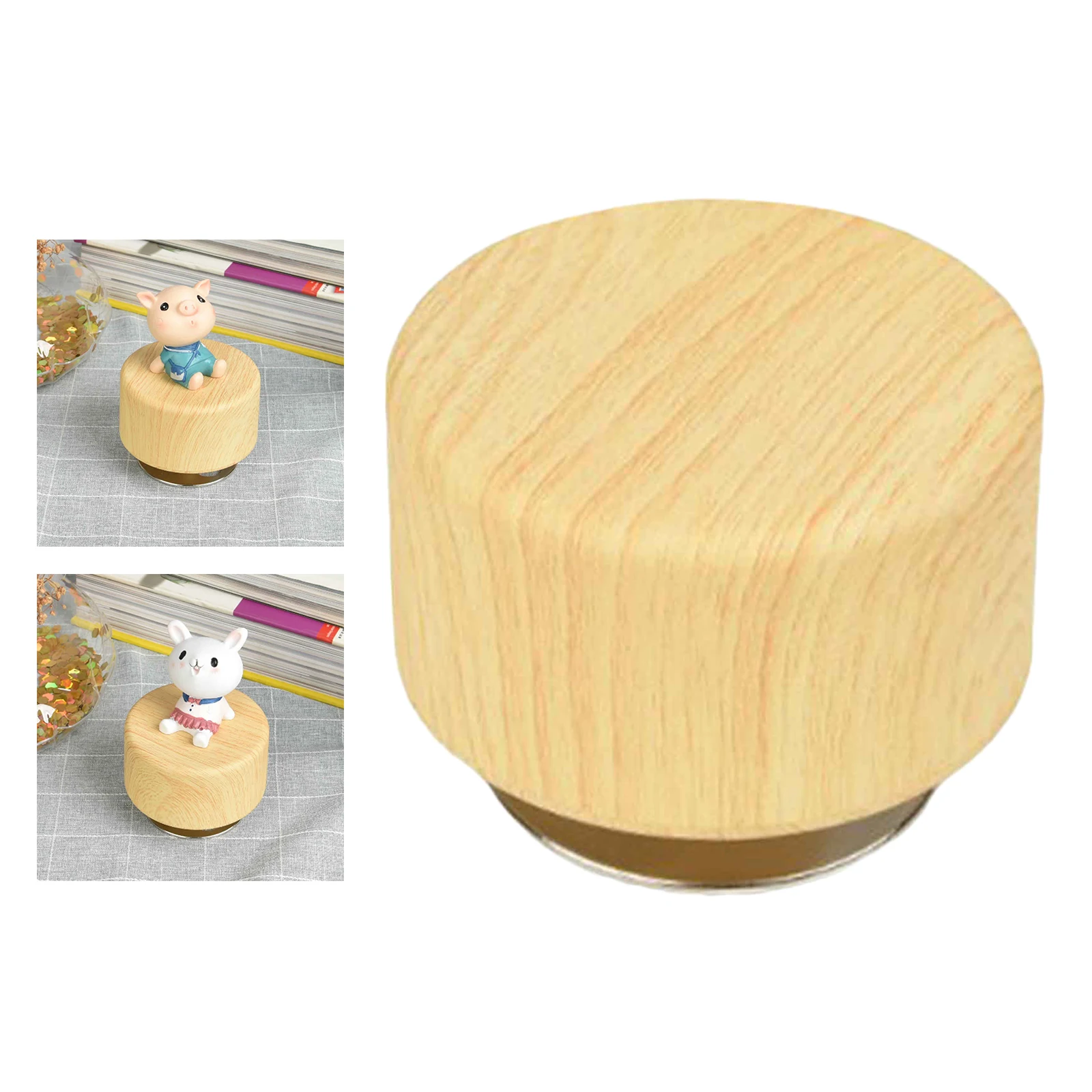 Wood Musical Boxes Base Clockwork Round Base for Home Valentines Birthday Children