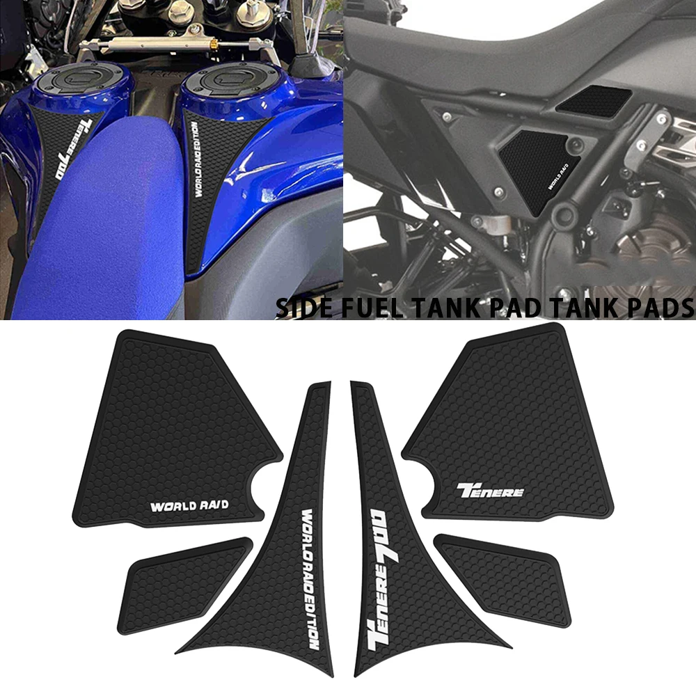 Per Yamaha Tenere 700 World Rally Explorer Raid Dual Tank Edition 2022 2023 Side Fuel Pad Traction Tank Pads Sticker Decal Part