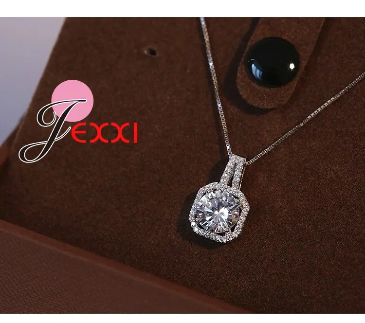 925 Sterling Silver Necklace And Pendants Jewelry For Women With Box Chain Luxurious Big CZ Crystal Stone Accessories pendant necklace silver necklace silver pendant