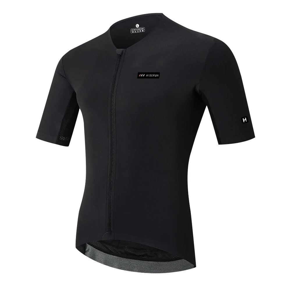 thumbnail image 1 of HISERWA - Maillot de ciclismo para hombre, de manga corta, aerodinámico, sin costuras, diseño sin cuello, para ciclismo, transpirable, 1 of 5