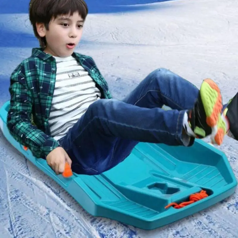 Snow Sled For Kids Snow Slider Built In Brake System Pull Rope Handle Grips Flexible Kids Toddler Toboggan Sled Built In