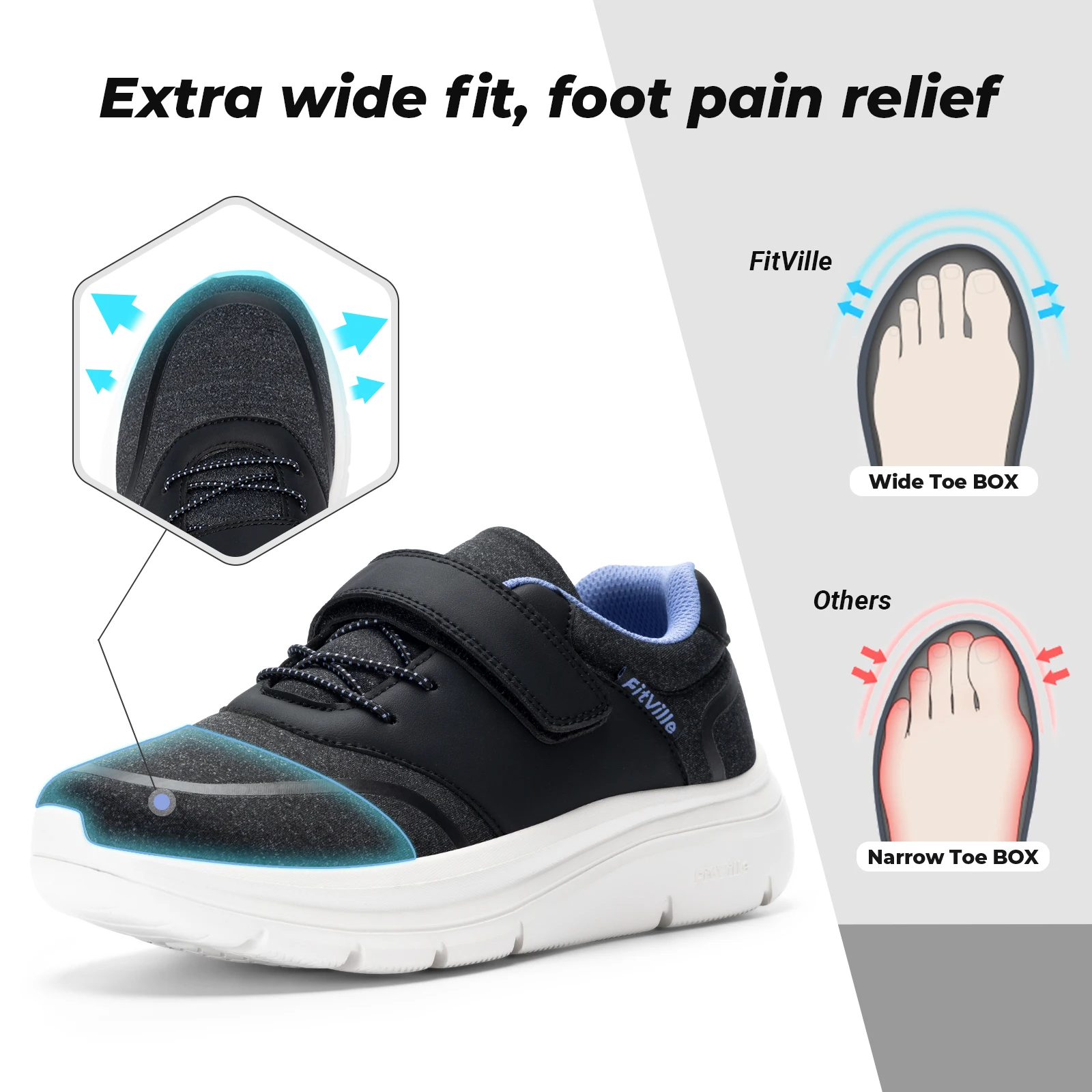 FitVille Women's Shoes Lightweight Mesh Wide Width Slip on Walking Adjustable and Comfortable Diabetic Sneakers for Swollen Feet