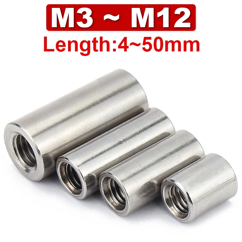 304StainlessSteelDoubleheadedInnerThreadCylindricalRoundNut