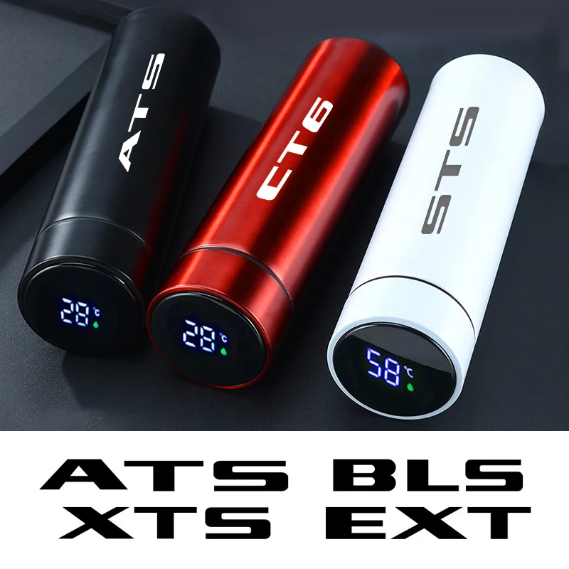 

Temperature Display Vacuum Stainless Steel Coffee Thermos Mug 500ml For FCadillac ATS BLS CT4 CT5 CT6 CTS SLR SLS XT4 XT5 XT6 XT