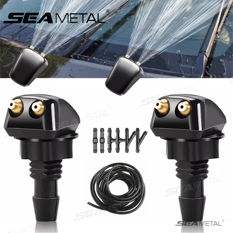 Car Windshield Washer Hose Kit SEAMETAL 9pcs Universal Car Windshield Washer Hose Wiper Blade Pipe Jet Spray Nozzle Water Fluid Tube Connector Replacement Kit