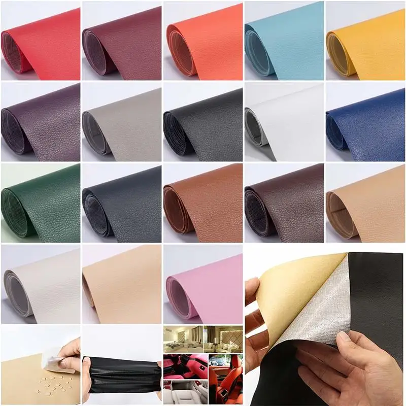Leather Repair Patches 25*60 Cm Self Adhesive Leather Litchi Peel PU Leather Synthetic Superstrong Viscosity