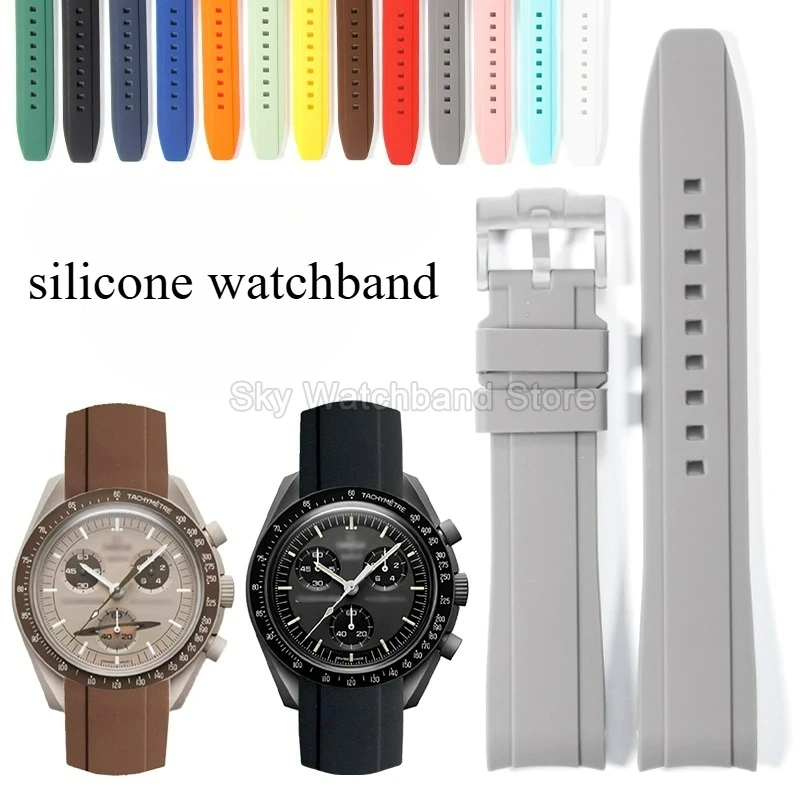 Silikon-Uhrenzubehör für Omega und Swatch Collaboration-Uhrenarmband MoonSwatch-Serie, 20 mm, schwarzes, dunkelblaues, weiß-braunes Armband