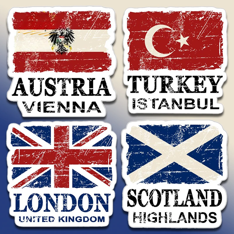 Turkey London Scotland Austria Flag Car Stickers Graphics Personality Decal Waterproof Trunk Bumper Car Styling