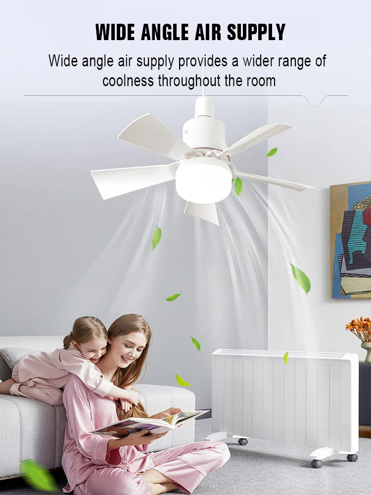 Description Picture 2 of item2-IN-1 PORTABLE CEILING FAN & Lamp,Flower-Shaped Fan LIGHT with Remote Control E27 Ceiling Fan With LED Light And Remote Control