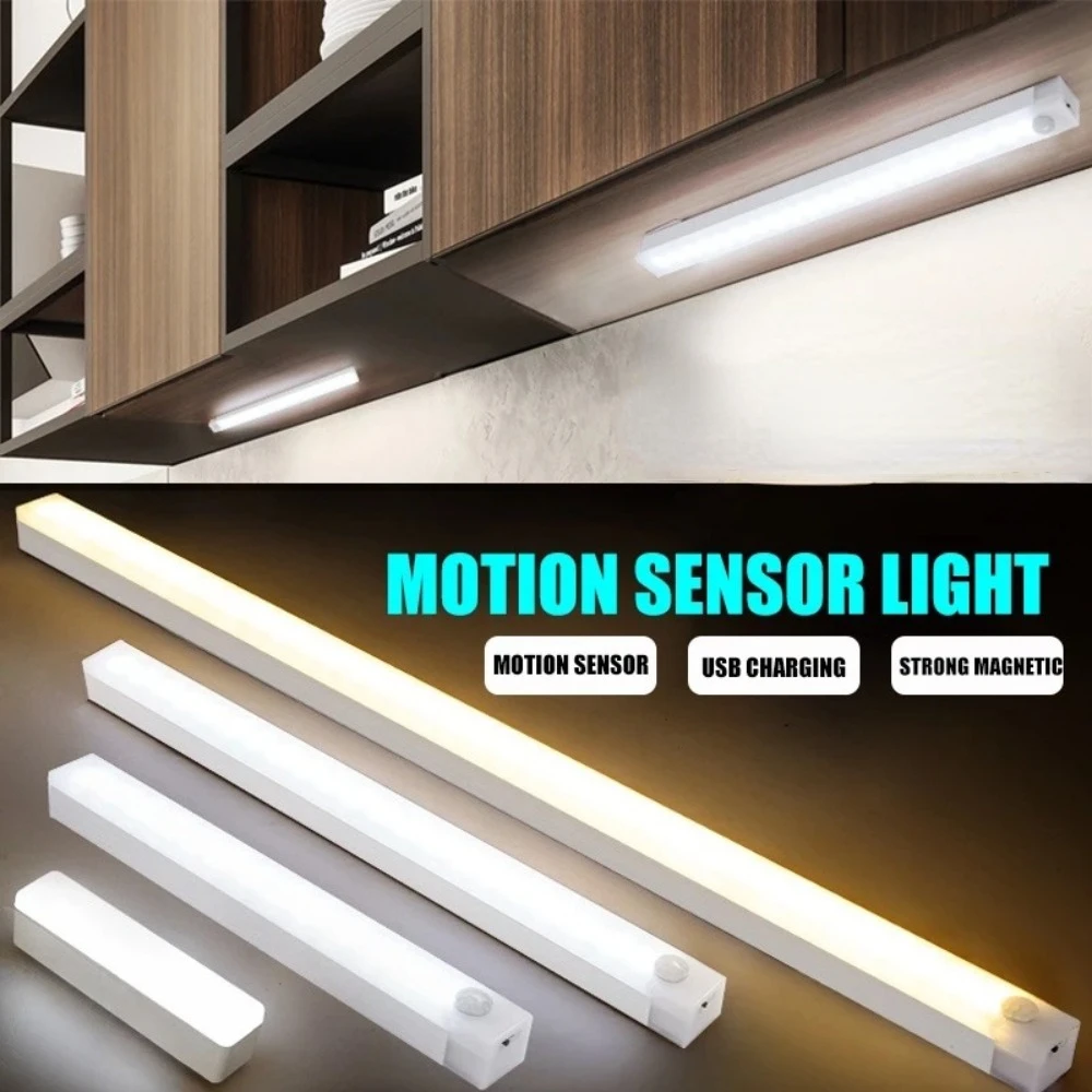 

50CM LED Night Light Motion Sensor Light Wireless Rechargeable Night Lamp Cabinet Wardrobe Lamp Staircase Backlight for Kitchen