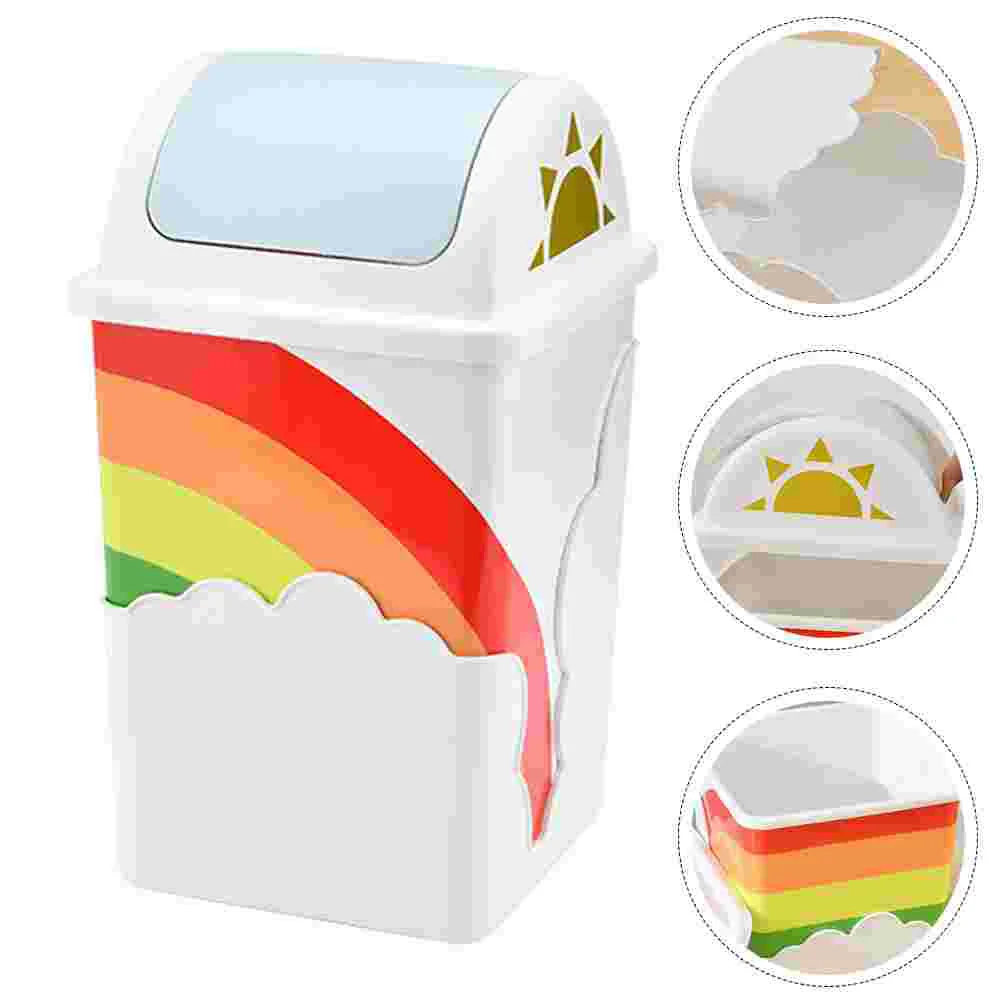 

Can Trash Bin Kitchen Basket Waste Dust Tabletop Small Bathroom Decorative Press Container Garbage Wastebasket Slim Round