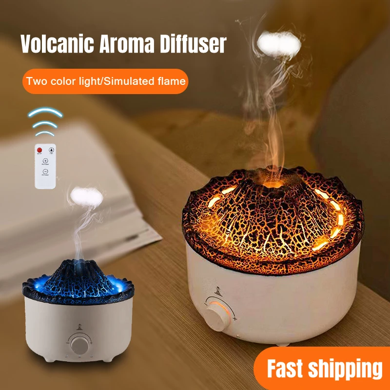 560ml Volcanic Flame Aroma Diffuser with Remote Essential Oil Ultrasonic Air Humidifier Smoke Ring Night Light Lamp Fragrance