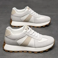 Elevator Casual Sneakers Man Cow Suede Leather Lace-Up Round Toe Platform Shoes 3/6/8cm Height Increase Shoes For Men Lift Sport 2