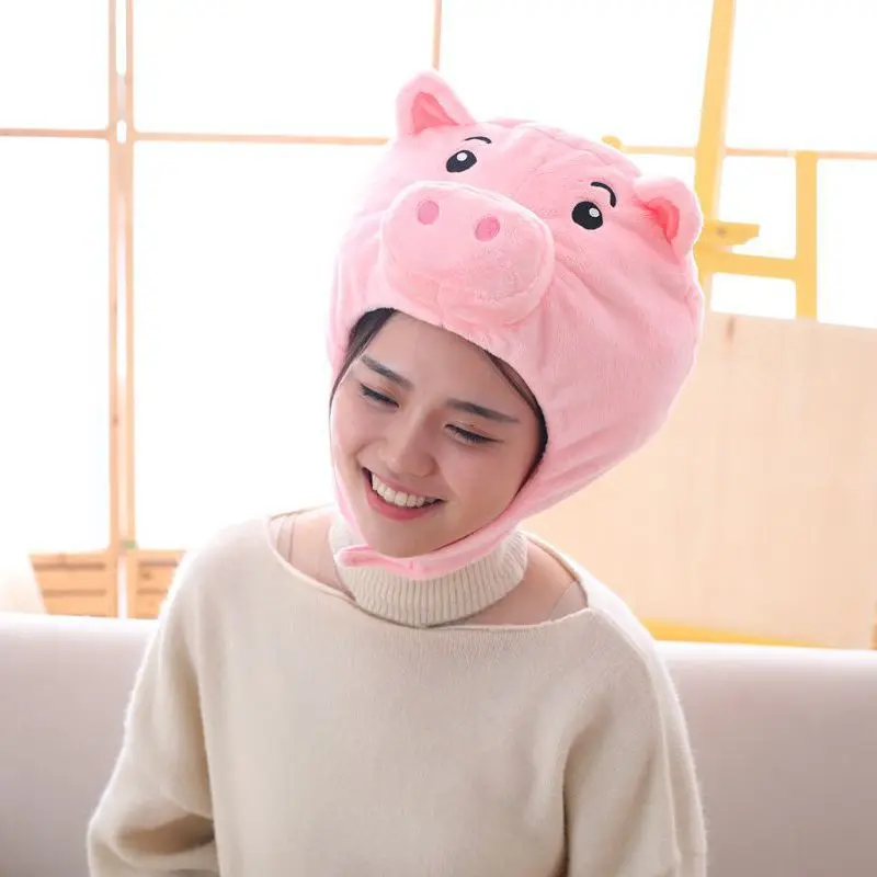 Pink Headcover Cute Plush Pig Hat Plush Headcover Children Photography Props Photo Props