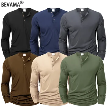 Mens Long Sleeve Henley Neck T-shirt Slim Fit Bottoming Tshirt Casual Button Shirt Comfortable Fitness Tee Cozy Top 1