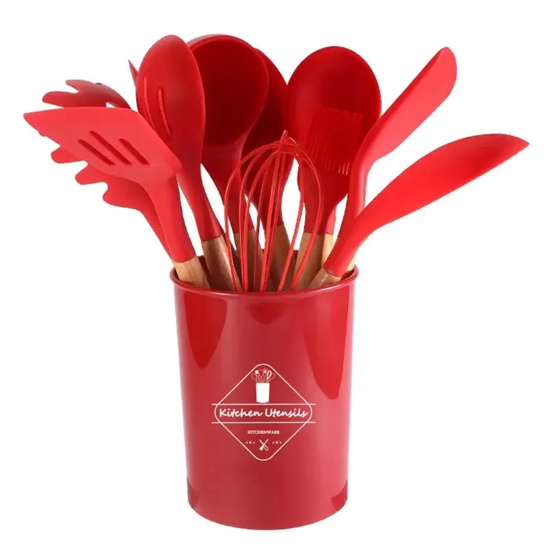 Wooden handle Red Eleven pieces with barrel