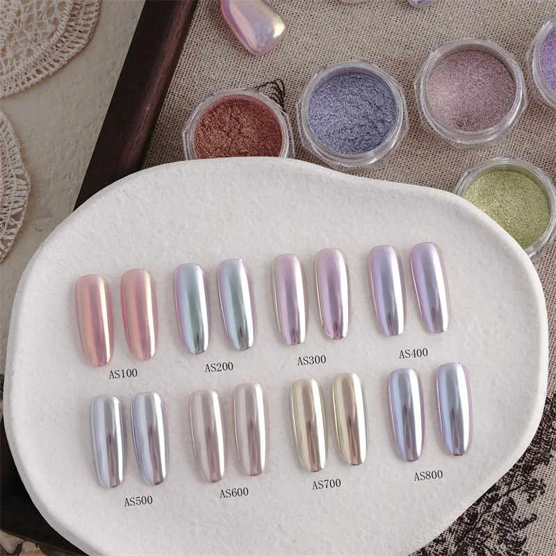 HNDO Summer Aurora Chrome Powder Solid Color Effect for Nail Art Manicure Design Electroplated Luster Pigment Dust