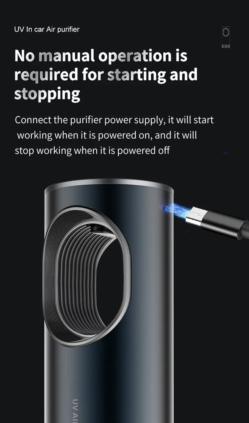 Air purifier for Cars Vehicle Sterilizer UVC Negative ions Ozonizer Portable Air Disinfectant Car Interior Cleaner Deodorant