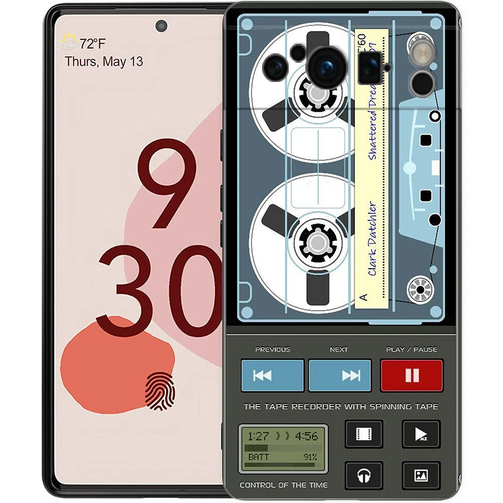 Retro Cassette Tape Style Shockproof Silicone Phone Case - Black Cover s