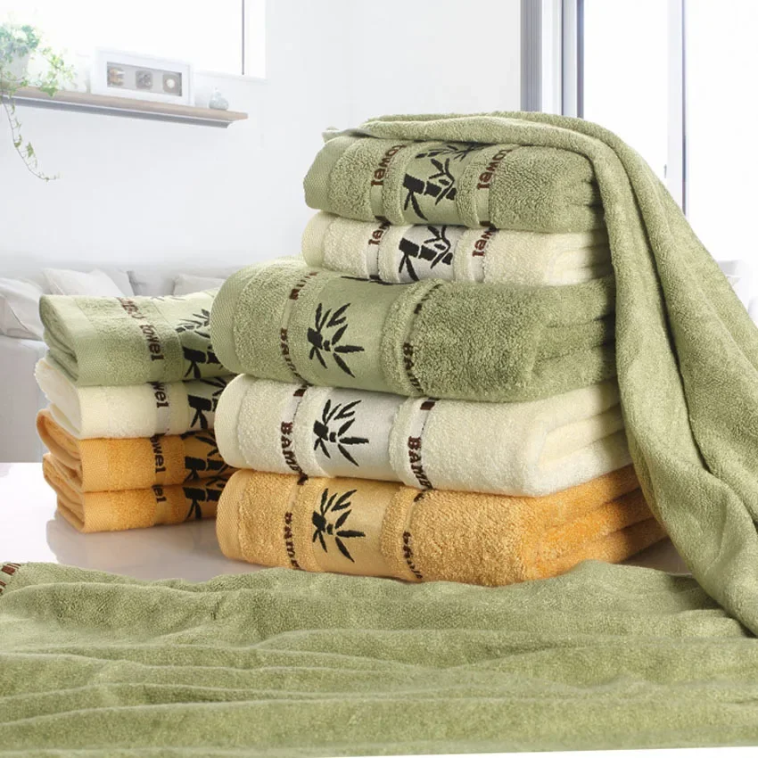 Bamboo Fiber Towels Set Home Bath Towels for Adults Face Towel Thick Absorbent Luxury Bathroom Toalha De Praia