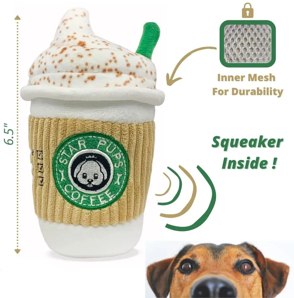 Star Cuccioli Coffee Dog Toy Pupkin Spice Latte Funny Dog Toys-Peluche Squeaky Holiday Dog Toys For Medium, Small