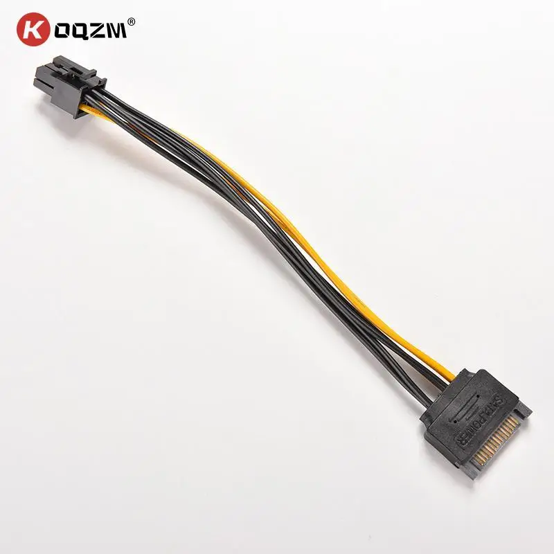 1pc Sata 15 Pin Male To Atx 6 Pin Pciexpress Pcie Graphics Card Power