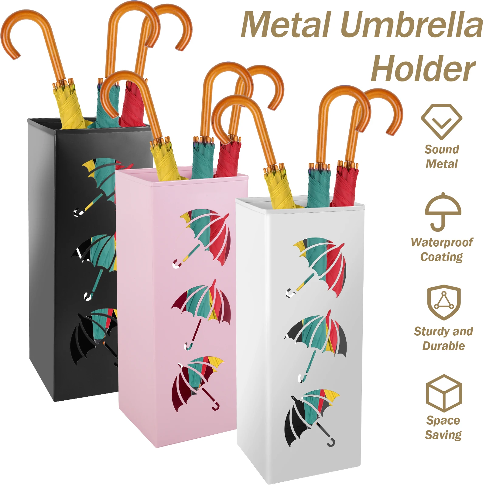 

New Metal Umbrella Holder Umbrella Stand Rack Free Standing Walking Sticks Holder Decorative Umbrella Holder Bin Multipurpose