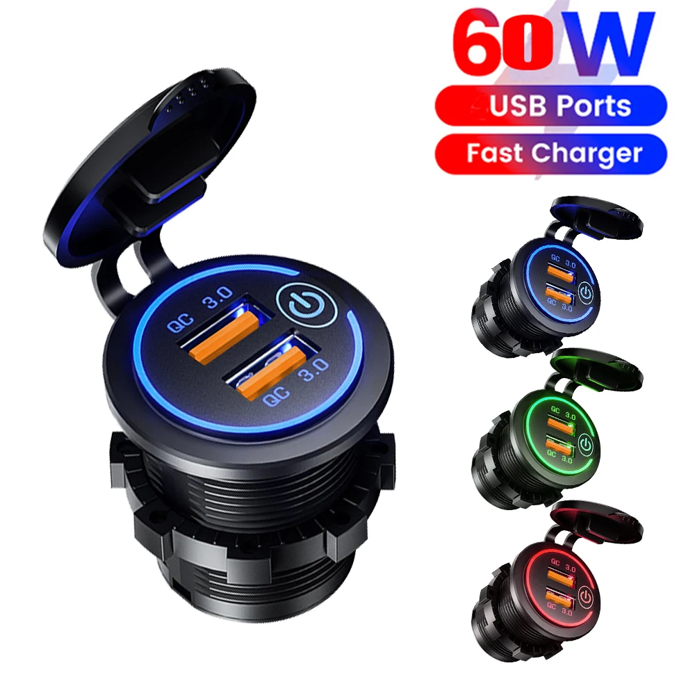 Cargador De Coche Rápido, Cargador USB De Encendido De Cigarrillo Con 4