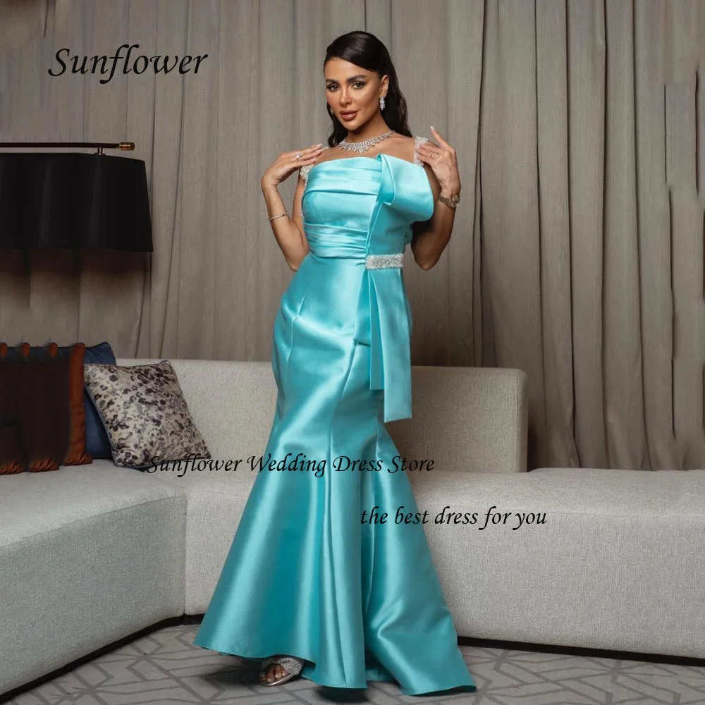 

Sunflower Strapless Formal Evening Dress Dubai 2023 Slim Satin Mermaid Prom dress Spaghetti Strap Floor-Length Party Dress