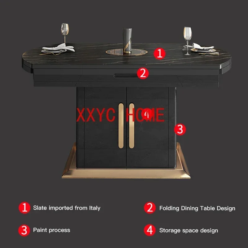 Rock Plate Long Dinner Table For Small Living Room Home Furniture Set 6 Chairs Loft Inside