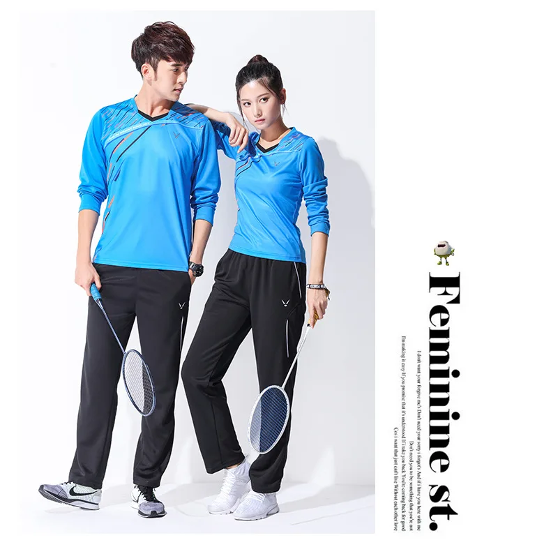 spring/autumn Men/women badminton suits,table/tennis sport jerseys pants,badminton long sleeved t-shirt+pants team train clothes