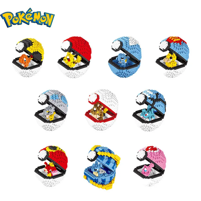

357-452Pcs Pokemon Blocks Pokeball Small Particles Mini Building Assembled Pikachu Anime Figure Block Model Educational Toy Gift