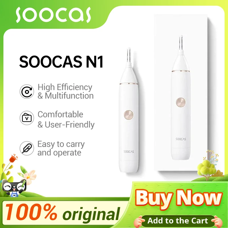 

Soocas N1 waterproof Nose Hair Trimmer Eyebrow Clipper Sharp Blade Cordless Nasal Cleaner