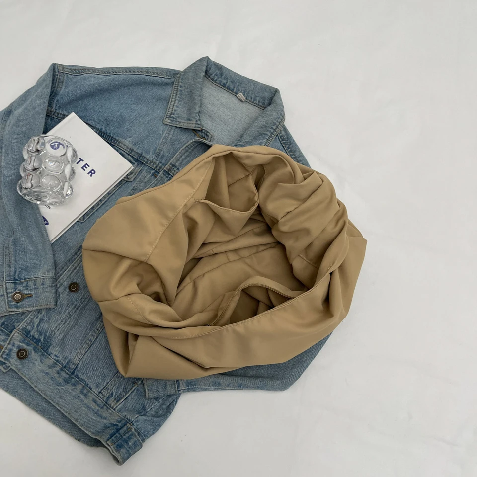 Chinese Zen Style Shoulder Bags Cloth Simple Solid Color Packages Can Be Used On Both Sides Casual Totes Big Travel Bags