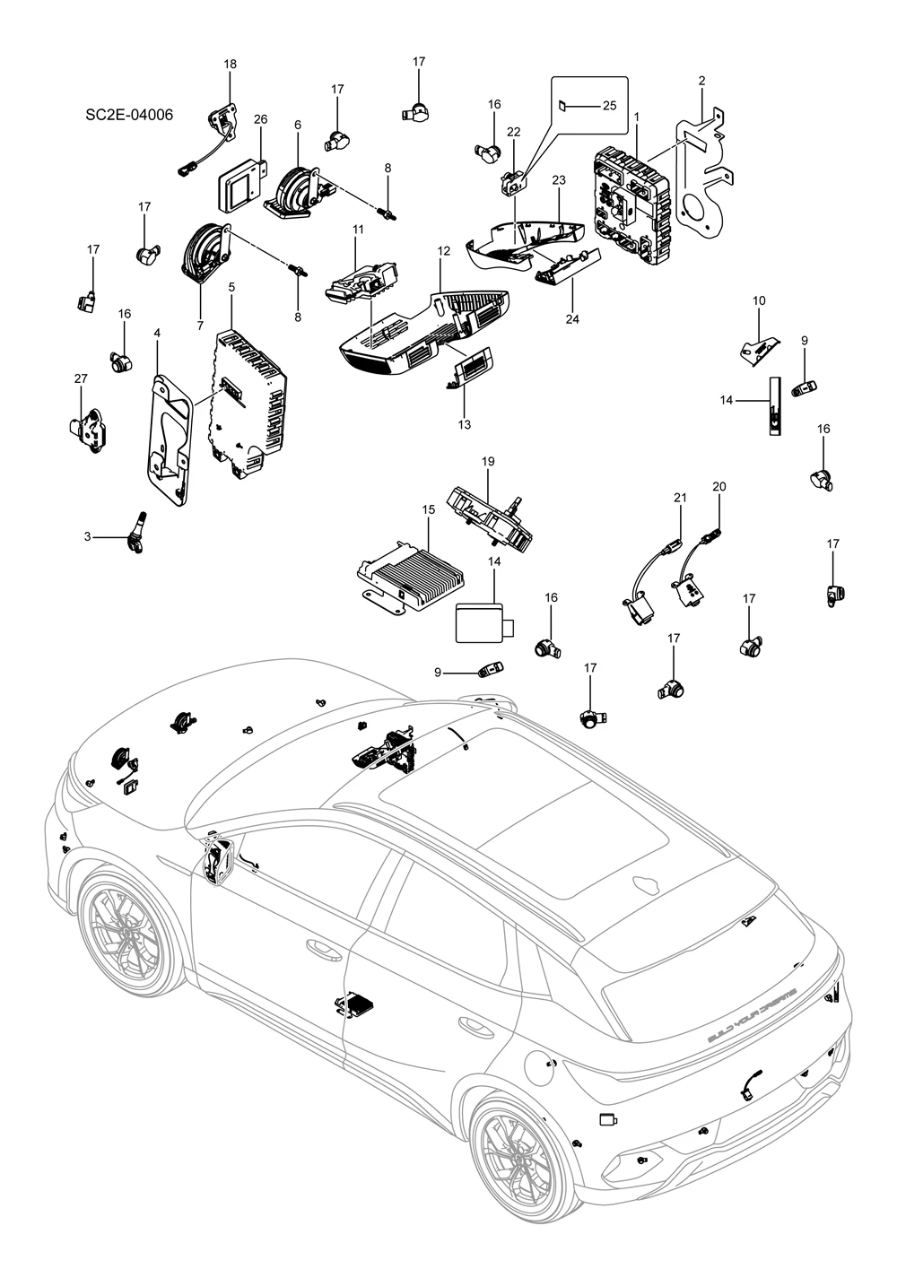 For Byd Atto3 Yuan Plus-Sc2e-04006 Parking Aid System Original Car Accessories Para Auto Tools