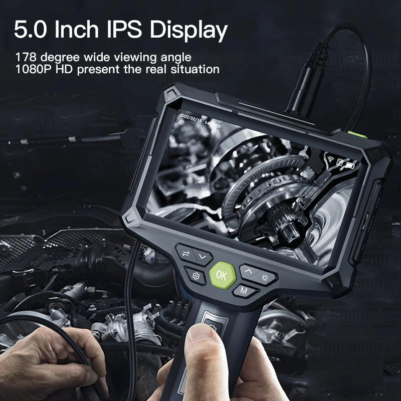 5인치 IPS HD 내시경 카메라 2MP IP67 방수, 자동차 수리 및 파이프 검사용 |   공장 직영 산업용 내시경