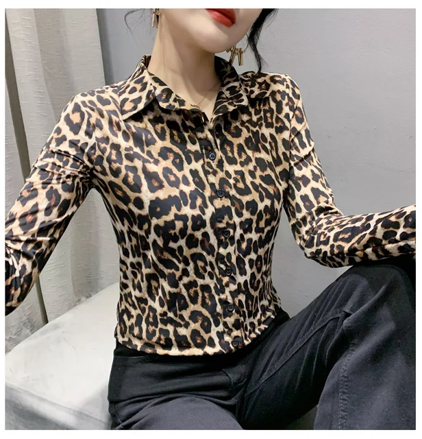 Estampado Leopardo Mujer Camisa De Leopardo Tops Mujer Casual