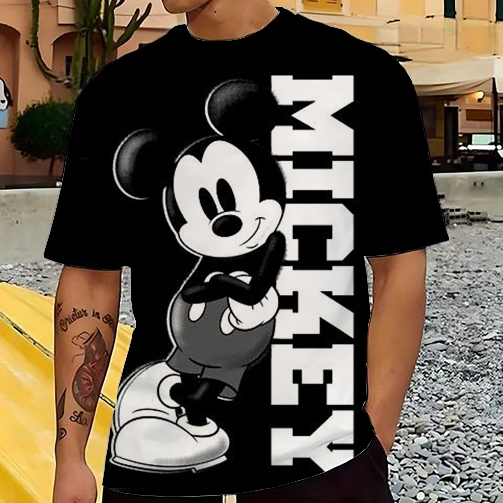 thumbnail image 1 of Camiseta de Mickey Mouse para niños, camisetas de dibujos animados de Disney para hombre, camiseta de manga corta de verano para parejas, lindas y divertidas camisetas, 1 of 4