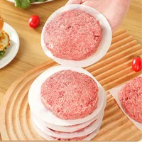Papiers de cire en papier pour galettes de hamburgers, 50/100 pièces, papillons pressés congelés séparés pour galettes de hamburgers, papier antiadhésif pour bœuf et viande de barbecue 4
