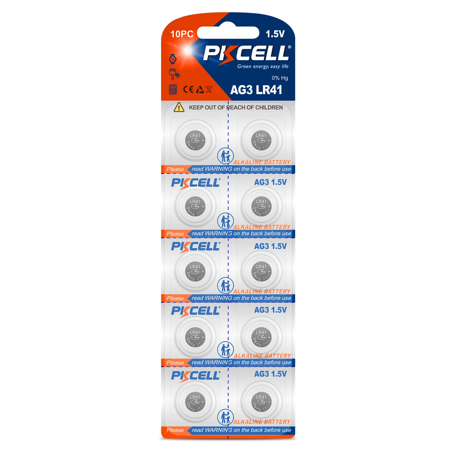 10pcs PKCELL AG3 LR41 Alkaline Button Cell Batteries 192 L736 392 SR736