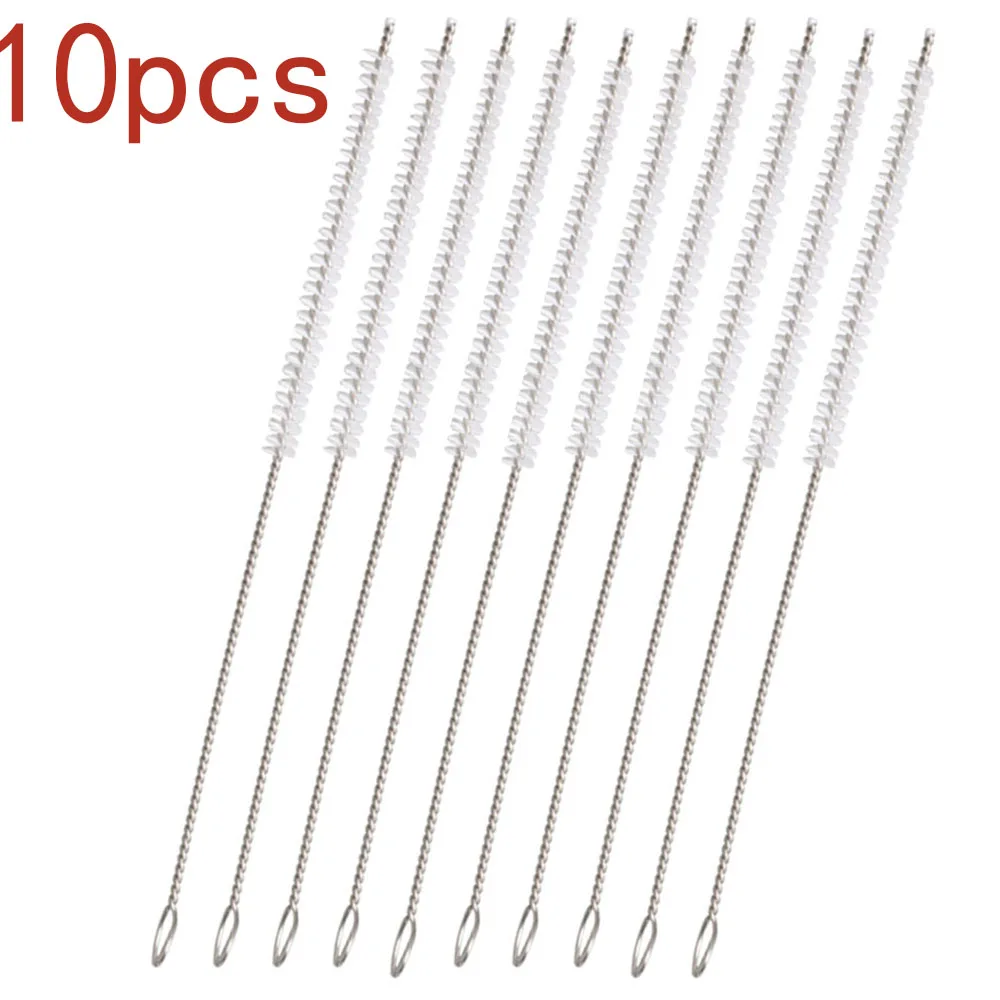 10pcs Nylon Brushes ，Stainless Steel Cleaner Nylon Cleaning Brushes Set， for Tobacco Pipe ，For Cleaning Tools，L 170mm OD 2mm