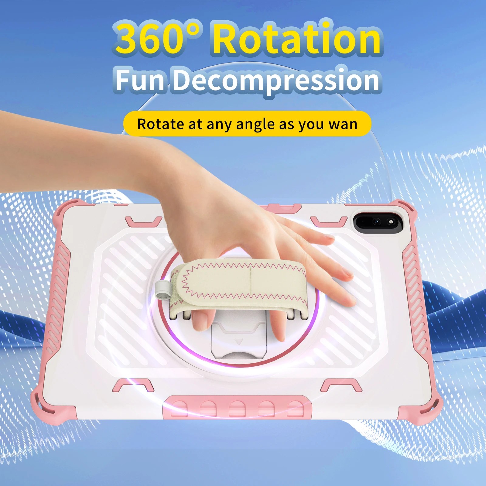 Versatile 360° Rotating Shockproof Tablet Case with Hand Strap and Stand