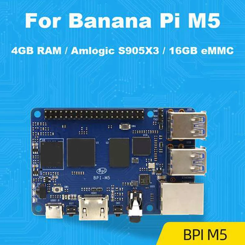 

Для бананов Pi BPI M5 S905X3 4 Гб + 16 Гб EMMC + чехол + вентилятор + теплоотвод + HD-кабель + питание + SD-карта + кардридер макетная плата