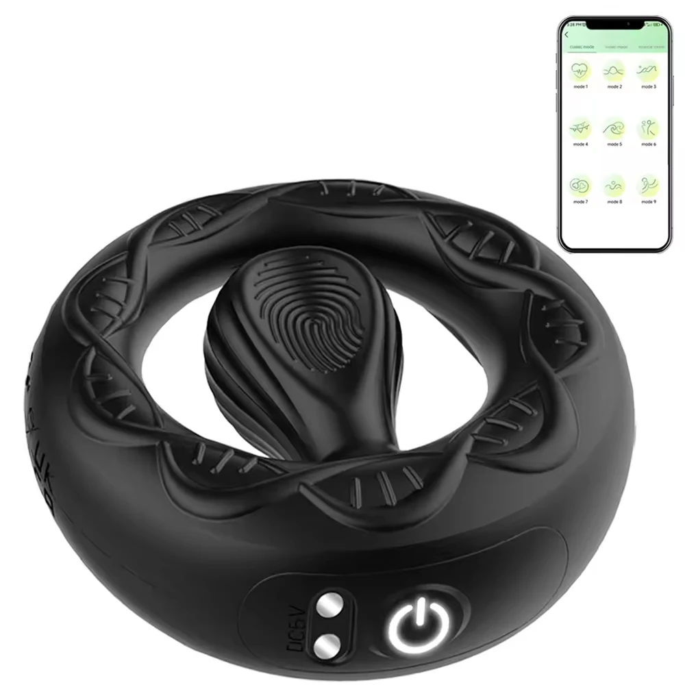 Vibrating Cock Ring with Flexible Bulb Clitoral Stimulator Penis Ring Vibrator with 9 Vibration Modes Male Adult Sex Toys