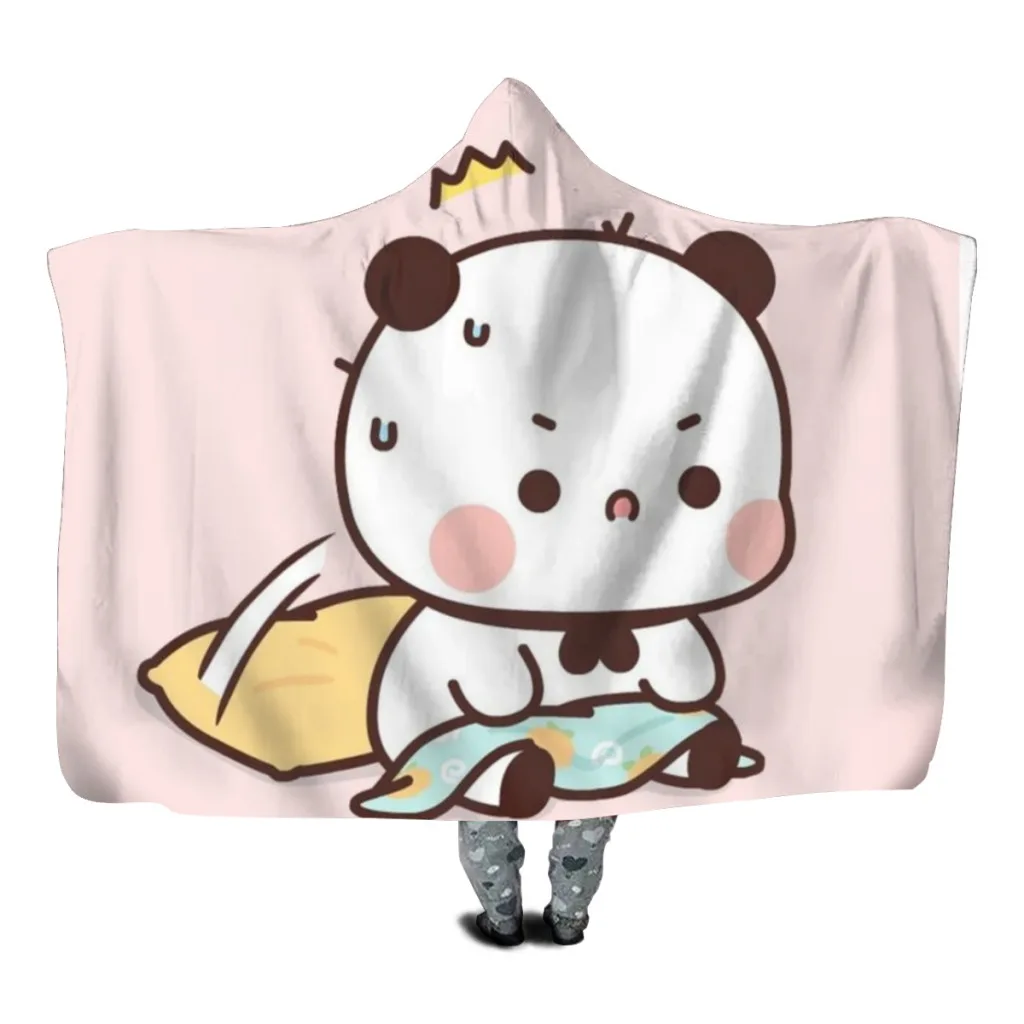 

Panda Bear Hug Bubu Dudu Hooded Blanket kids colorful child Sherpa Fleece Wearable Blanket Microfiber Bedding