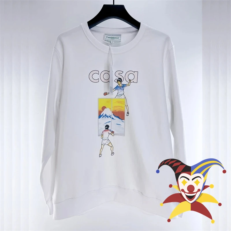 

Casablanca Sweatshirts Men Women Playing Table Tennis Printing Hoodie Crewneck