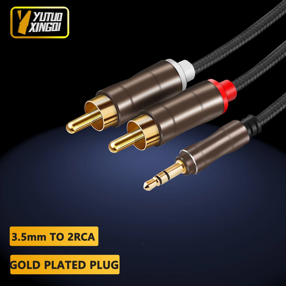 Cavo Audio RCA 3.5mm A 2 RCA Maschio 10m Yeung Qee – Nylon Intrecciato – Adattatore A Y Per Smartphone, Altoparlanti, TV - 4